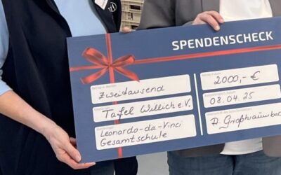 Erlös des Sponsorenlaufs: Spende von 2000€ an die Tafel Willich